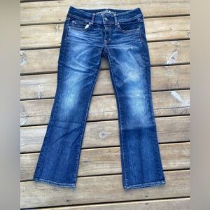 American Eagle Jeans Womens 8 Short Kick Boot Cut Stretch Low Rise 32x30.5